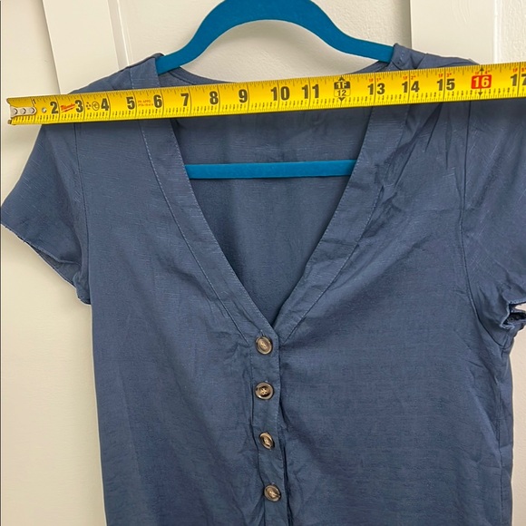 Blue Ruffled Buttoned Mini Sundress - Picture 6 of 8